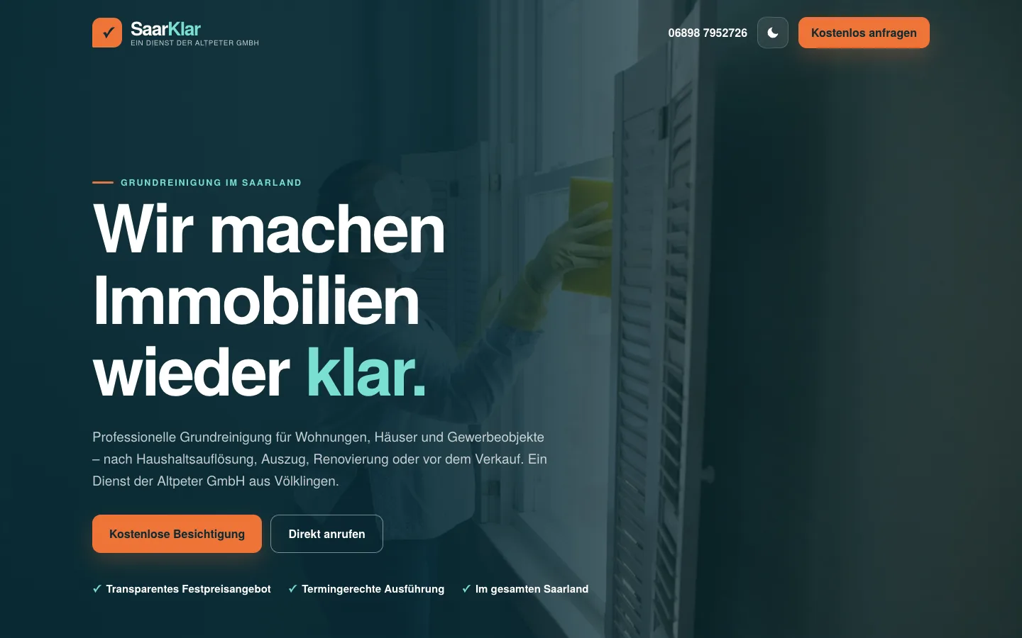 Startseite des Projekts SaarKlar